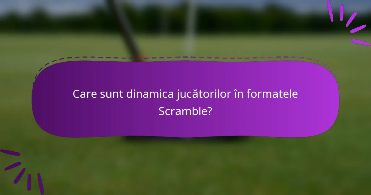 Care sunt dinamica jucătorilor în formatele Scramble?