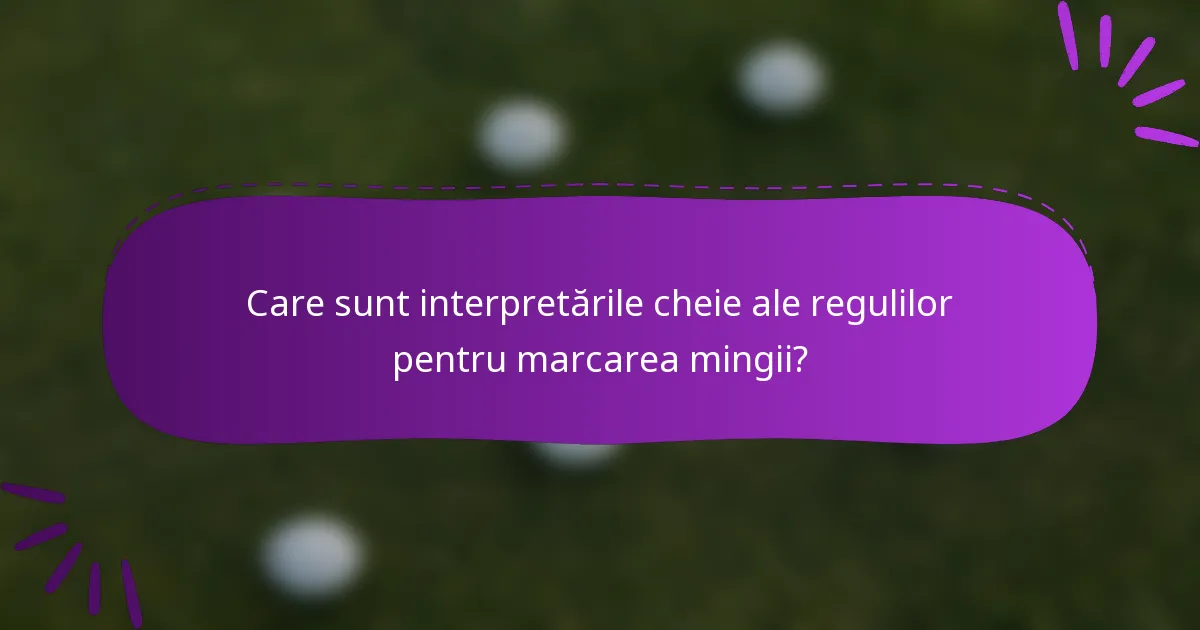 Care sunt interpretările cheie ale regulilor pentru marcarea mingii?