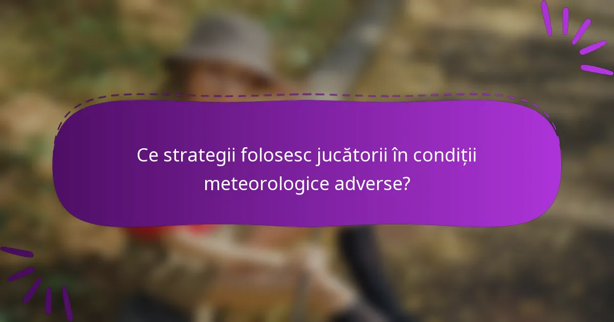 Ce strategii folosesc jucătorii în condiții meteorologice adverse?
