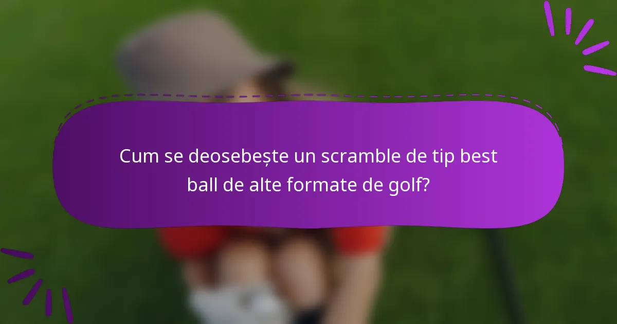 Cum se deosebește un scramble de tip best ball de alte formate de golf?